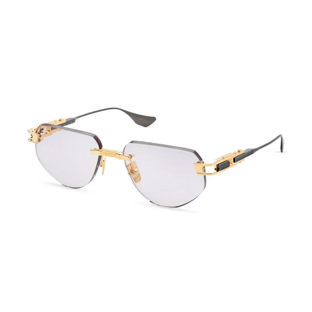 Dita Sunglasses Geometric Rimless, Yellow Gold and Black Iron Frame and Grey To